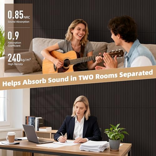 TO-TH Sound Proofing Wall Panels Decorative Acoustic Panel 4 Pack, Ebony