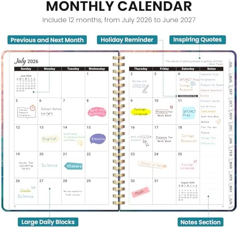 Large Planner 2026-2027, A4 (8.5" x 11") Hardcover Weekly & Monthly Planner July 2026 - June 2027 with Monthly Tabs, Academic Planner for School, Work and Office, Galaxy Flow