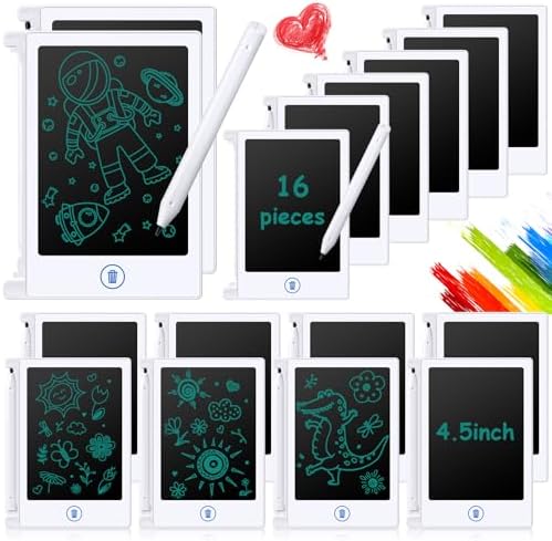 Nezyo 16 Pack 4.5 Inch Mini LCD Writing Tablet for Kids,White