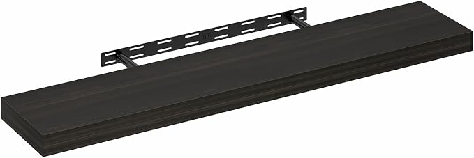 Furinno Tanna Floating Shelves for Wall, 9 x 47 Wall Shelf, Single Set Wall Mounted Floating Shelf with Invisible Bracket, 2-Inch Thick, for Bathroom, Living Room, Bedroom, Home Office, Tobacco Oak