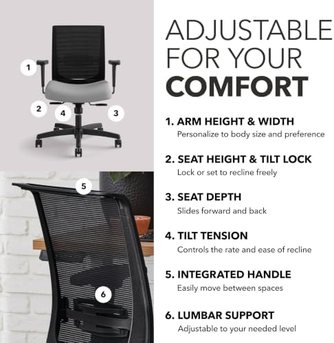 HON Convergence Ergonomic Office Chair, Office Desk Computer Chair, Frost