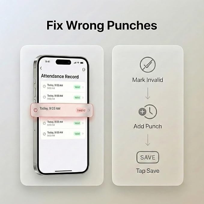 Time Clock System: App Control & 5s Fast Connection, Customizable Rules & 4 Payroll Reports, 10 IC Cards, No Monthly Fee Biometric Fingerprint Time Clocks for Employees Small Business