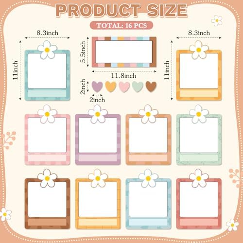 16 Pcs Magnetic Write Wipe Organization Chart, Boho