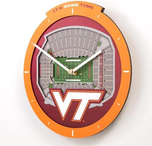 YouTheFan NCAA Virginia Tech Hokies StadiumView 3D Wall Clock