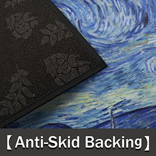 Pardick Starry Night Half Round Door Mat, Oli Painting Galaxy Welcome Entrance Way Rug Semi Circle Front Doormats Washable Shoe Scraper Floor Mat Outdoor Rugs for Garage, Patio, High Traffic Area