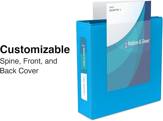 Staples Heavy Duty 1.5‑Inch 3‑Ring View Binder, Light Blue, Durable D‑Rings, Four Interior Pockets, Clear Overlay for Custom Covers, 3‑Pack