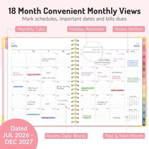 Jul 2026 - Dec 2027 Planner, Forvencer 18 Month Planner 2026-2027, 8.5"x11"