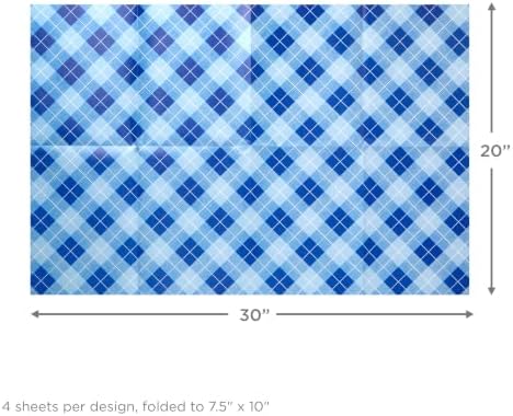 Hallmark Flat Wrapping Paper, 12 Sheets with Stickers (Blue)