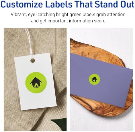 Avery Printable Round Labels, Sure Feed Technology, 3/4" Diameter, Bright Green Labels, Print-to-the-Edge, Laser/Inkjet, 1,600 Total, Great for Price Stickers and Mailing Seals
