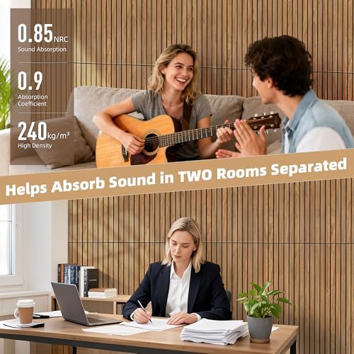 TO-TH Acoustic Panels Decorative Soundproof Wall Panel 10 Pack, Rustic Teak