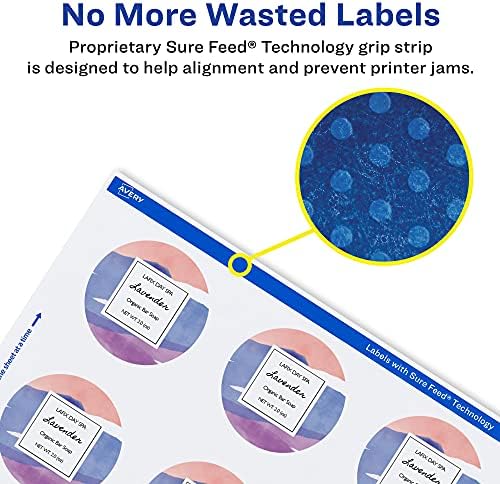 Avery® Matte White Round Labels, Sure Feed® Technology, 1.5" Diameter, 5,000 Matte White Printable Labels