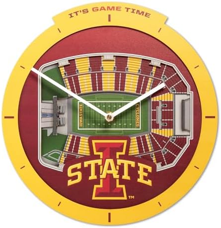 YouTheFan NCAA Iowa State Cyclones StadiumView 3D Wall Clock
