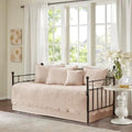 Madison Park Daybed Cover Set-Trendy Damask Quilting with Scalloped Edges All Season Luxury Bedding with Bedskirt, Matching Shams, Decorative Pillow, 75"x39", Tuscany Blush, 6 Piece | All Season, Pre-Washed Cotton-Filled Coastal Bedding with Scallop Ed...