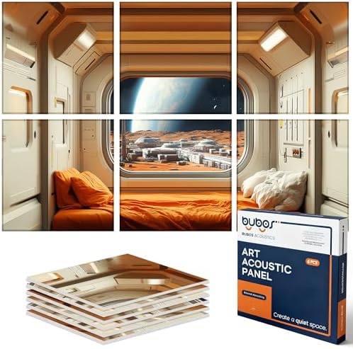 BUBOS 6 Pcs Art Acoustic Wall Panel,70.8”x47.2”Self Adhesive for Home Decor