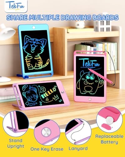 TEKFUN 15inch LCD Writing Tablet Teen Boy Girl Gifts Ideas, Easter Birthday Gifts for Kids, Drawing Board Educational Toys for 6 4 5 3 Year Old Boys, Homeschool and Office Message Memo Board (Blue)