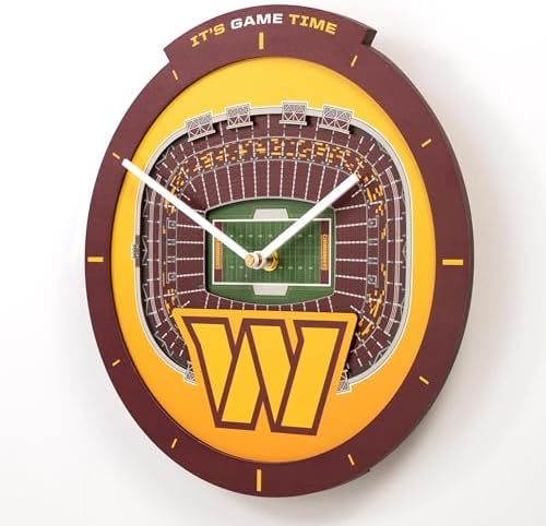 YouTheFan NFL Washington Commanders StadiumView 3D Wall Clock