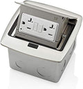 Leviton PFGF2-BN Pop-Up Floor Box with 20 Amp, Tamper-Resistant Self-Test GFCI Outlet, Brushed Nickel