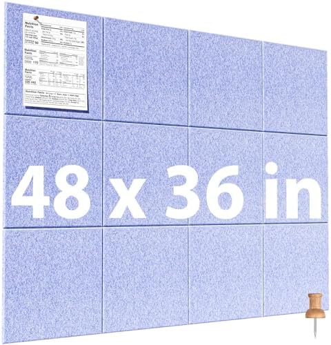 MaxGear Felt Bulletin Board 48" x 36", Light Blue Felt Wall Tile Wall Decor