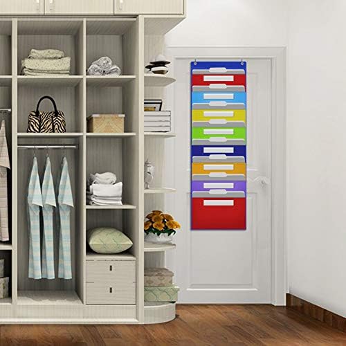 EAMAY Hanging File Folder Organizer, Storage Pocket Chart with 8 Pockets, 2 Hangers Cascading Wall Organizer for Home Bill Filing, Mail Organizer, Wall Mounted File Folders