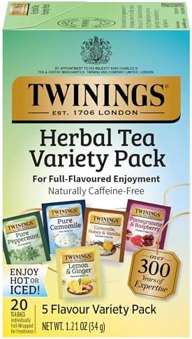 Twinings Herbal Tea Variety Pack, Assorted Tea Bags, 20 CT Box (1 Pack)