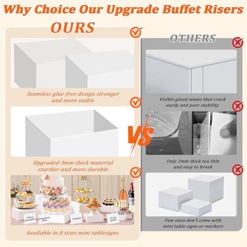 8 PCS Acrylic Buffet Risers Set, White