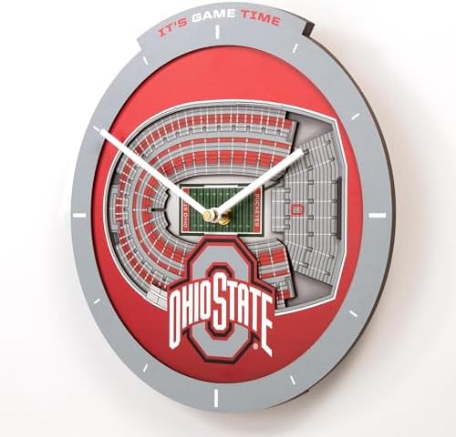YouTheFan NCAA Ohio State Buckeyes StadiumView 3D Wall Clock