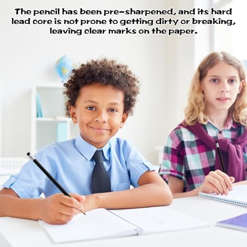 12 PCS Black Pencils with Eraser, Pre-Sharpened HB Pencils for Writing & Drawing, School Supplies for Kids Homework, Tests, Art Crafts & Teacher Grading (Black)