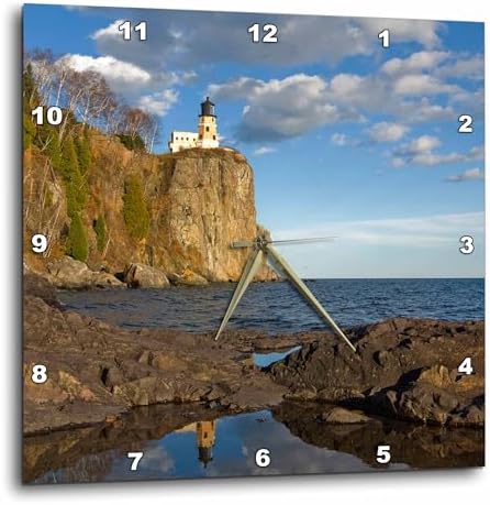 3dRose Wall Clock Silent - 10 inch - USA, Minnesota, Split Rock Lighthouse, Lake Superior - US24 DSV0010 - David Svilar - Lighthouses