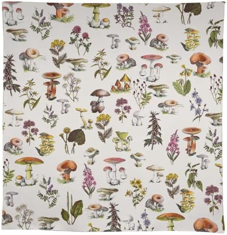 Vintage Botanical Tablecloth, Rustic Plants Herbs Mushroom Nature Wildflower Table Cloth for Outdoor Patio Party Picnic Wedding Indoor Kitchen Dinner Table Decor 60x90in