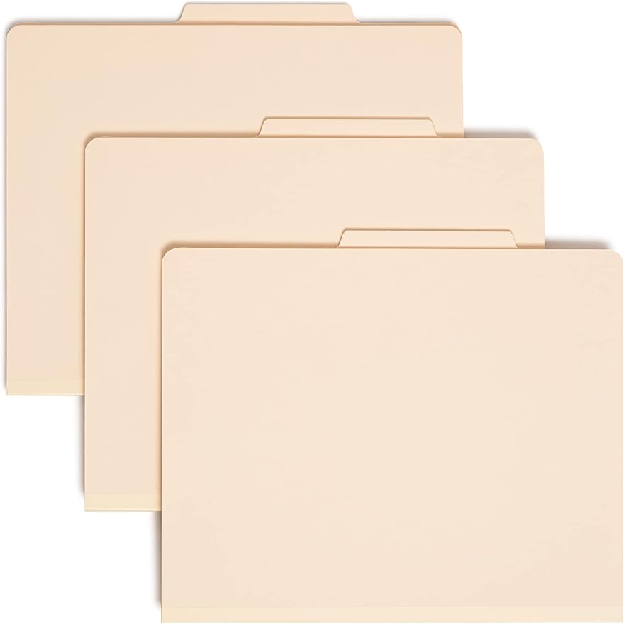 Smead Classification File Folder, 2" Expansion, 2/5-Cut Tab, Letter Size, 10 per Box (1 Divider, Manila)