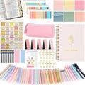 Flasoo 106 Pack Bible Study Supplies Journaling Kit for Women, Church Journal Note Taking Annotation Kit, Tabs and Highlighters Set with Pencil Case and More Bible Accessories Christian Gift