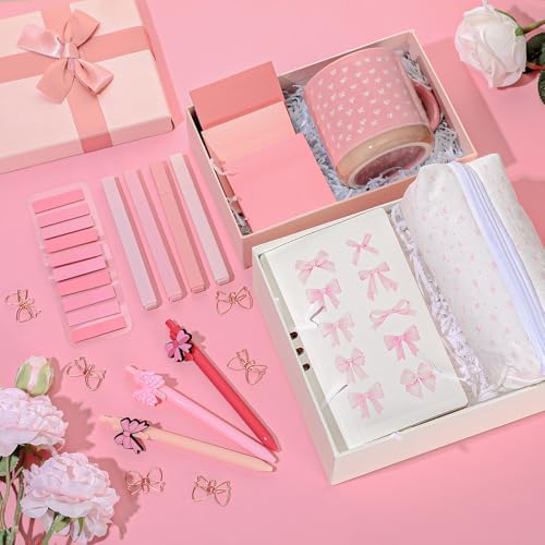 Reallnaive 25 Pcs Pink Stationery Set for College Back to School