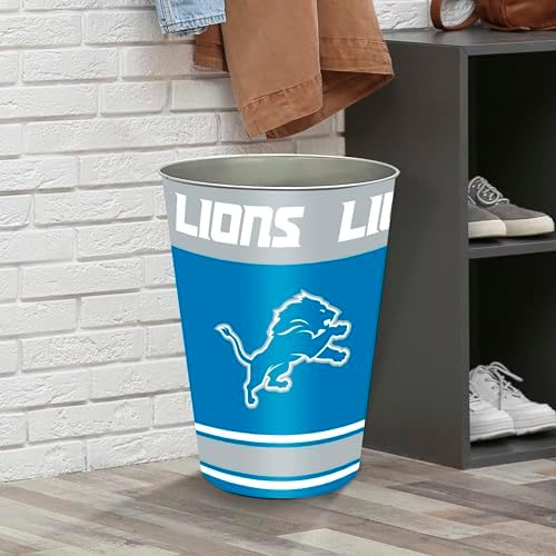 FANMATS 34655 NFL - Detroit Lions Wastebasket | Blue | 15"x10.5"x10.5" | Primary Logo, Helmet, & Wordmark