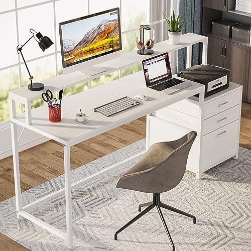 Tribesigns 63 Inch Computer Desk with File Drawer Cabinet, Ergonomic Desk
