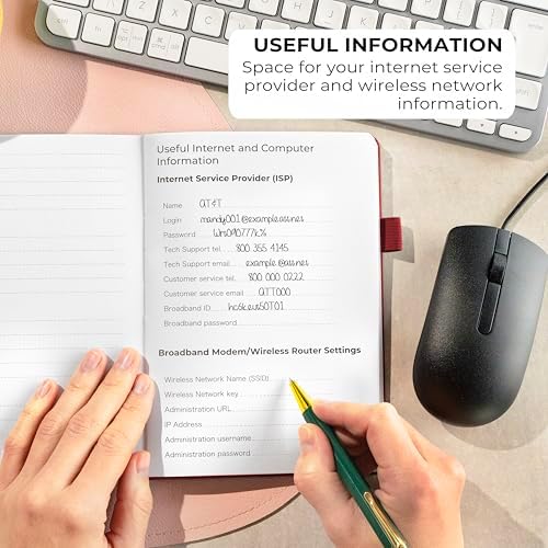 Clever Fox Password Book with Alphabetical Tabs, 5.3"x7.7" Keeper Wine Red