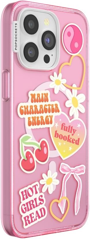 PopSockets iPhone 15 Pro Max Phone Case with MagSafe, Wireless Charging Compatible, Bookish - Spooky Book Club Clear