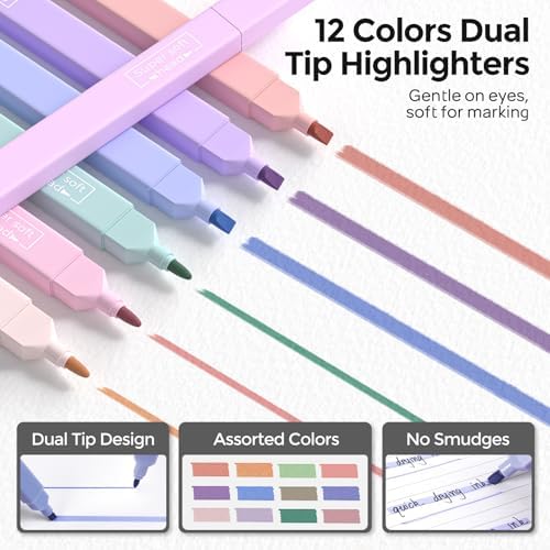 Nicpro School Supplies Stationary Set with Pencil Case, 50 PCS Black | Back to Schoo Supplies, Pen Case with 12 Highlighter, 5 Gel Pen, 6 Mechanical Pencil, Essentials for College, Nursing Student