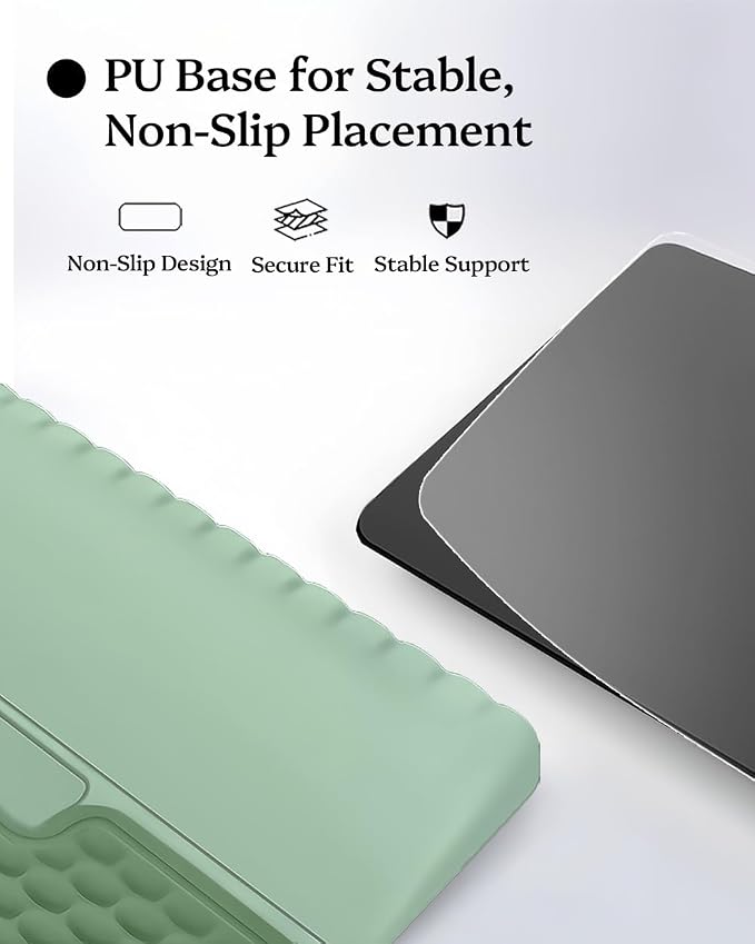 Wrist Rest for Computer Keyboard, 2 in 1 Keyboard Wrist Support Pad, Memory Foam Keyboard Riser Holder Lift Tray with Wrist Pad for Easy Typing for Office Desk, Home, School (Square Green)