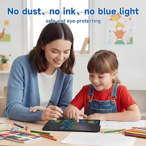 16 Inch Large LCD Writing Tablet for Kids, Colorful Reusable Electronic Doodle Board with Stylus, Educational Drawing Pad for Math Practice & Learning, Travel Essential Toys for Boys Girls (Black)