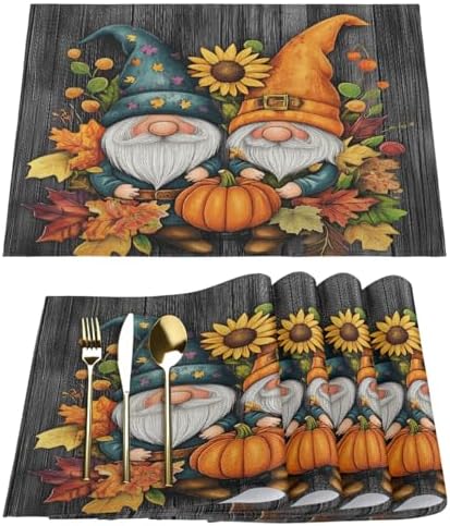 Placemats Set of 4 Washable Linen Place Mats Cloth Table Mats 12x18 Inch