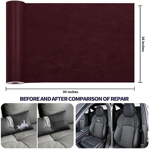 Leather Repair Patch Tape Kit, Self-Adhesive Leather & Vinyl Repair for Furniture, Couch, Sofa, Car Seats, Office Chair - 30inx16in