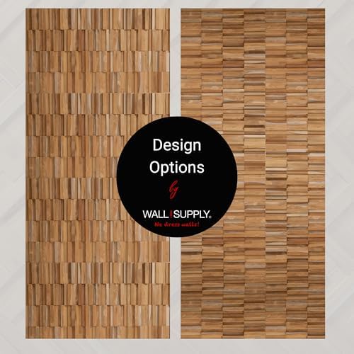 Wall!Supply 3D Wall Panels – Reclaimed Vertical Asian Teak Wood – Home Decor Wallpaper Alternative for Living Room, Bedroom & Office – Easy DIY Installation – 16 Pack, Covers 11.15 Sq Ft