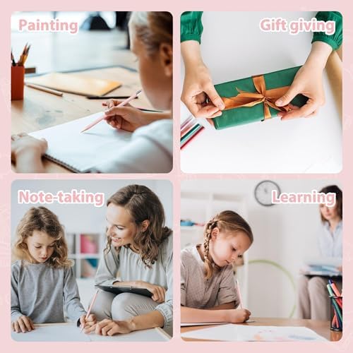 36 PCS Macaron Pink Colored Pencils with Eraser Pre Sharpened Pencil 2 HB - Ideal for Checking, Grading, Tests & Office/School Supplies