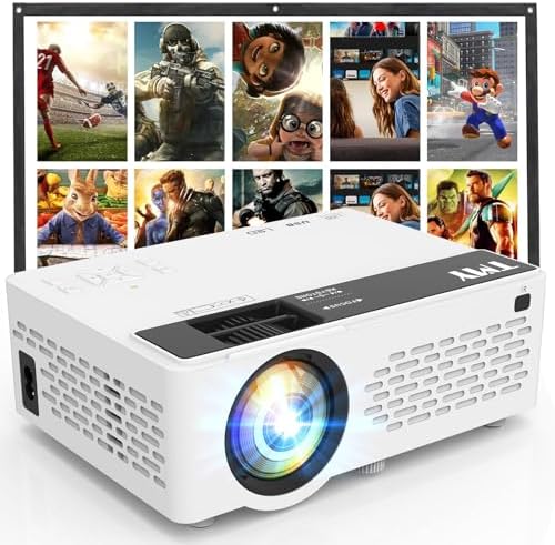 TMY 1080P Mini Portable Projector, 2-way Bluetooth, with 80in Screen