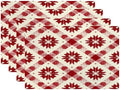 Batmerry Buffalo Check Snowflakes Linen Placemats Set of 4, Christmas Red Ivory Pattern Washable Table Mats for Kitchen Table Thickened Heat Insulation Dining Set Indoor Outdoor 12X18 in