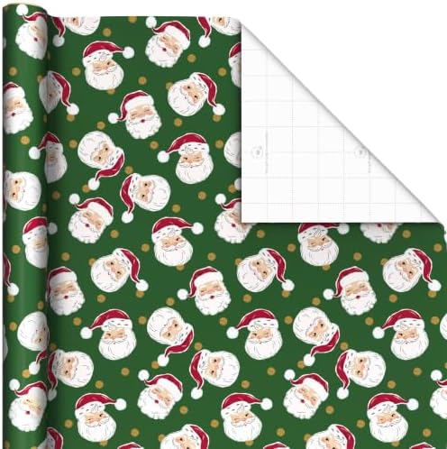 Hallmark Traditional Christmas Wrapping Paper, 2 Rolls (Jolly Santa, Plaid)