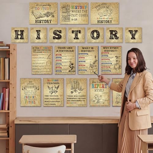Funrous 19 Pcs History Posters History Classroom Decoration, Vintage