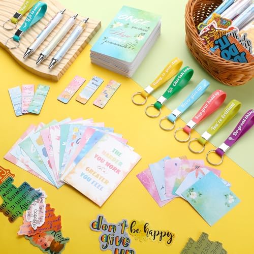 Pasimy 218 Pcs Inspirational Stationery Gifts, Watercolor, Bookmarks Pens