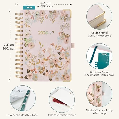 BEZEND Planner 2026-2027 Weekly and Monthly, Hourly Timeslot (A5-6"x8.5")