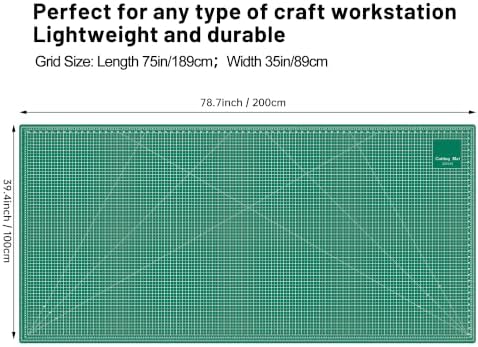 Headley Tools 39.4'' X 78.7'' Thickened Self Healing Cutting Mat, Rotary Cutting Sewing Mat for Crafts, Durable 5-Ply Table Cutting Board for Fabric Quilting Leather Hobby Project, (Green)